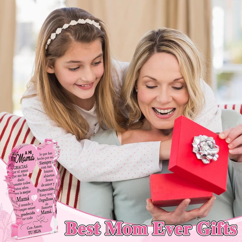 Yopyame Spanish Mamá Gifts from Daughter - Regalos para Mama Daughter Embracing Acrylic Plaque Sign Best Mom Ever Gifts Mom Birthday Ideas Gift Mother’s Day Christmas Keepsake Paperweight for Mother - Image 5